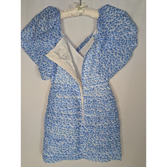 C/Meo Collective Dress 4 Women's Blue Floral Puff Sleeve Mini Come Across Dainty - Picture 6 of 9